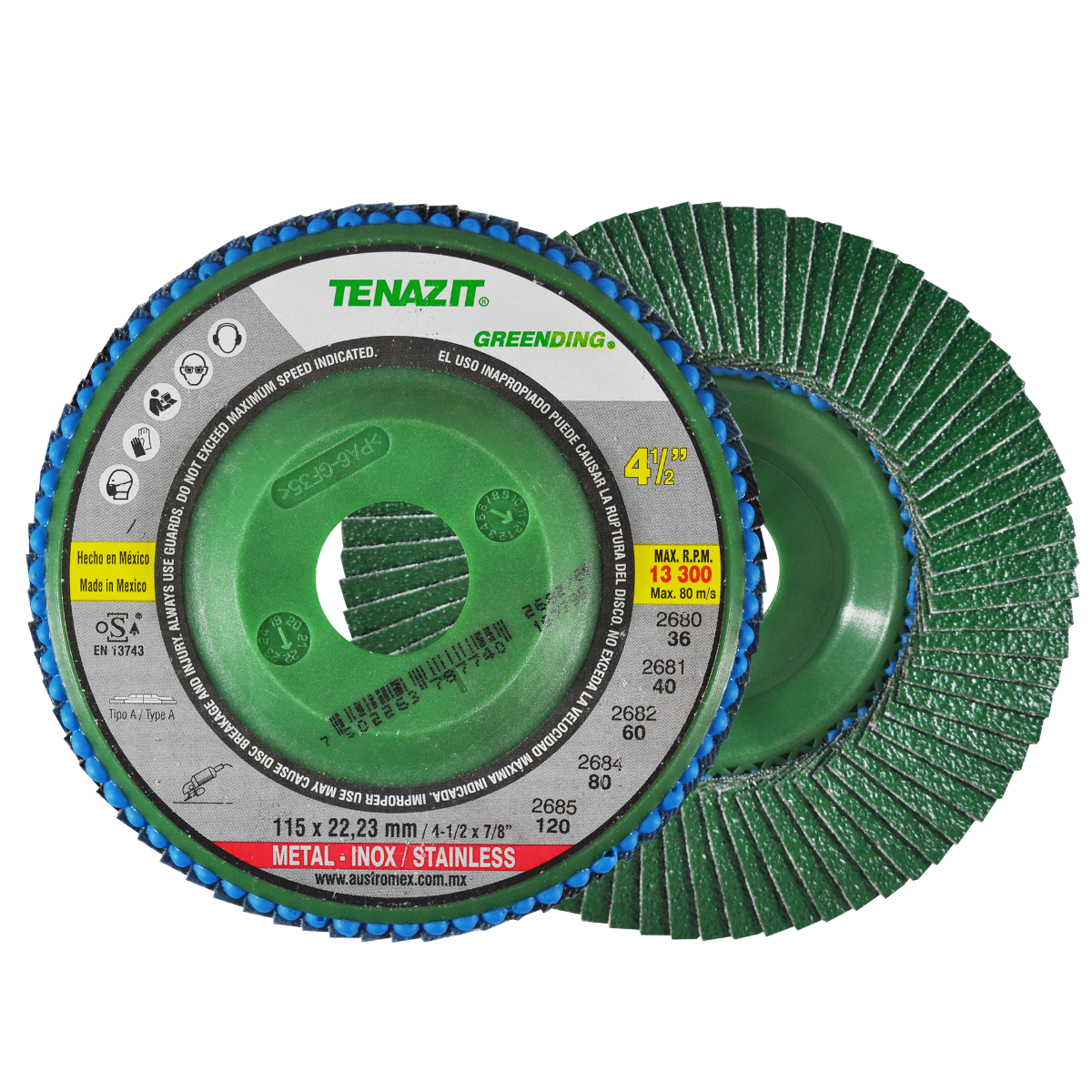 Disco lam ecológico de 115 x 22.23 mm - grano 40 para desbaste de cordones de soldadura de acero al carbón e inoxidable.