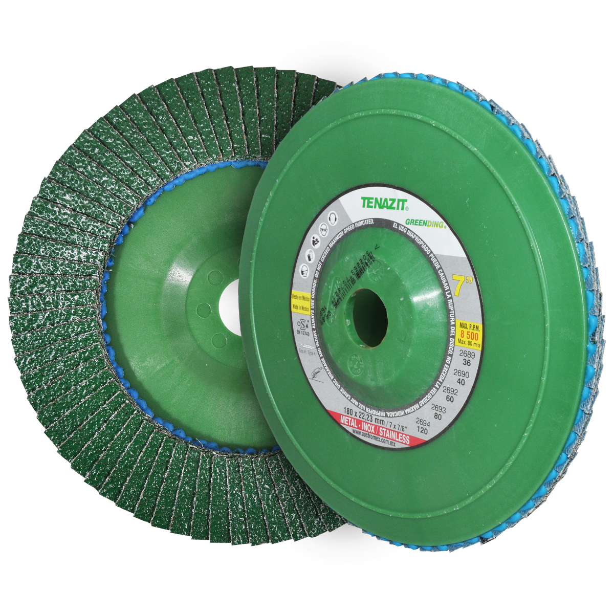 Disco lam ecológico de 180 x 22.23 mm - grano 80 para desbaste de cordones de soldadura de acero al carbón e inoxidable.